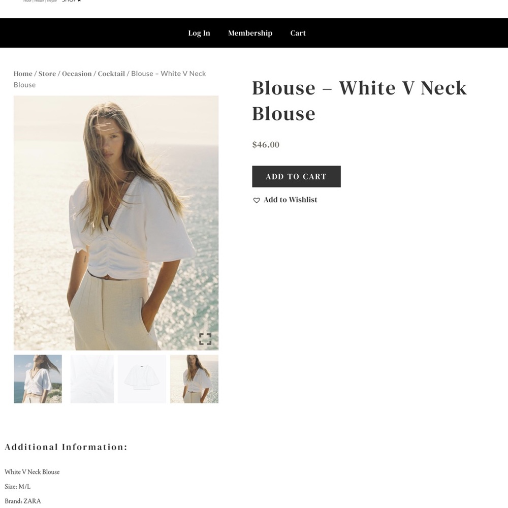 Zara Crisp White V-Neck Top
